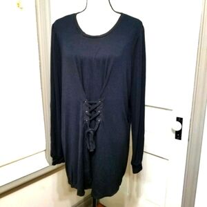 Lane Bryant Corset Waist Black Jersey Knit Tunic Top size 14/16
